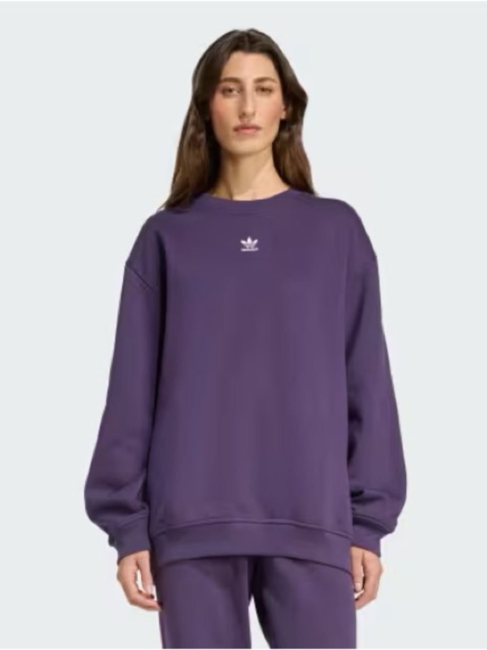 adidas Purple Trefoil Oversized Crewneck Sweatshirt - Women's
